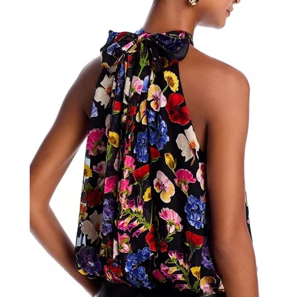 Alice + Olivia Maris Silk Floral Halter Top sz XL - Picture 4 of 7